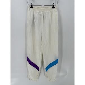 Last Resort Vintage Track Pants Womens Medium White Sheer 80s 90s Pockets Nylon